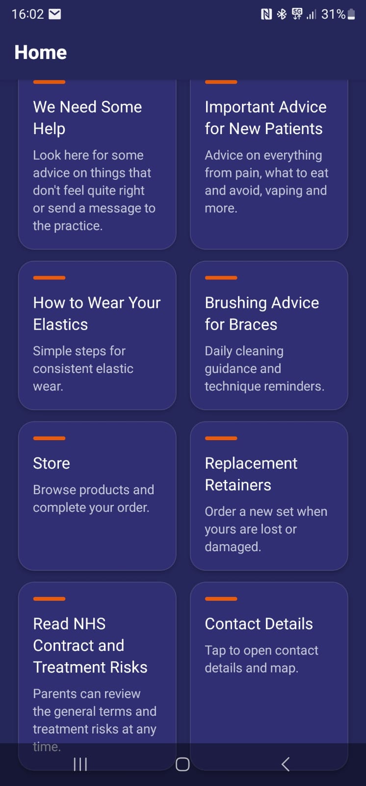 BraceHero home screen